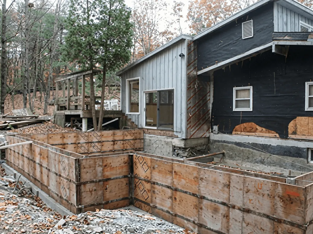 Prepared site with foundation forms for home remodeling and addition project in Nashville, TN
